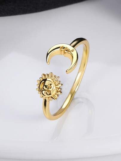 Moon Sun Golden Adjustable Ring