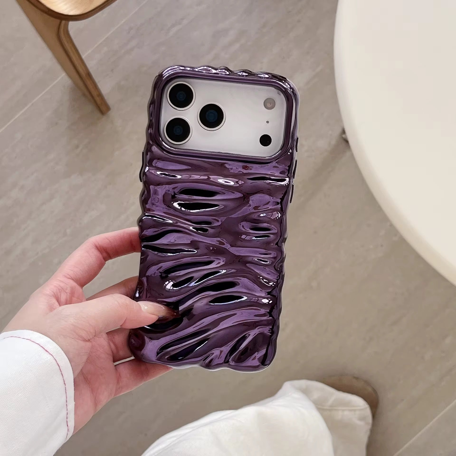 Wrinkle 3 Dimensional Pleated Glossy Anti-Drop Pre-Order iPhone Case