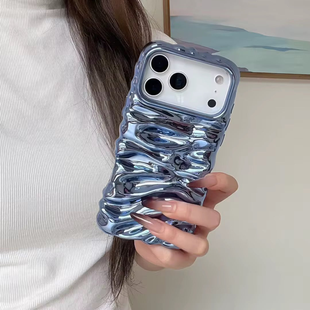 Wrinkle 3 Dimensional Pleated Glossy Anti-Drop Pre-Order iPhone Case