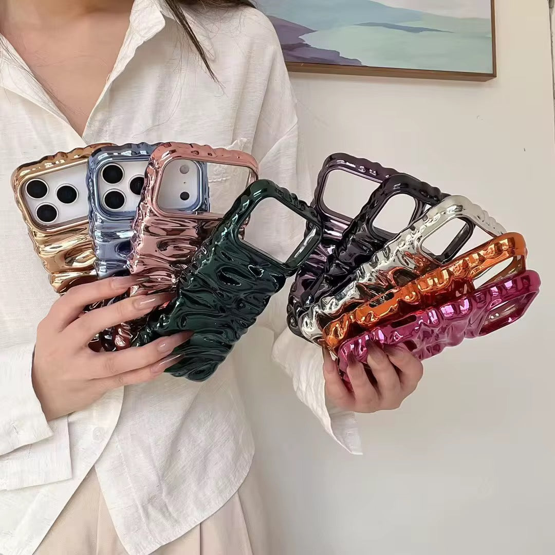 Wrinkle 3 Dimensional Pleated Glossy Anti-Drop Pre-Order iPhone Case