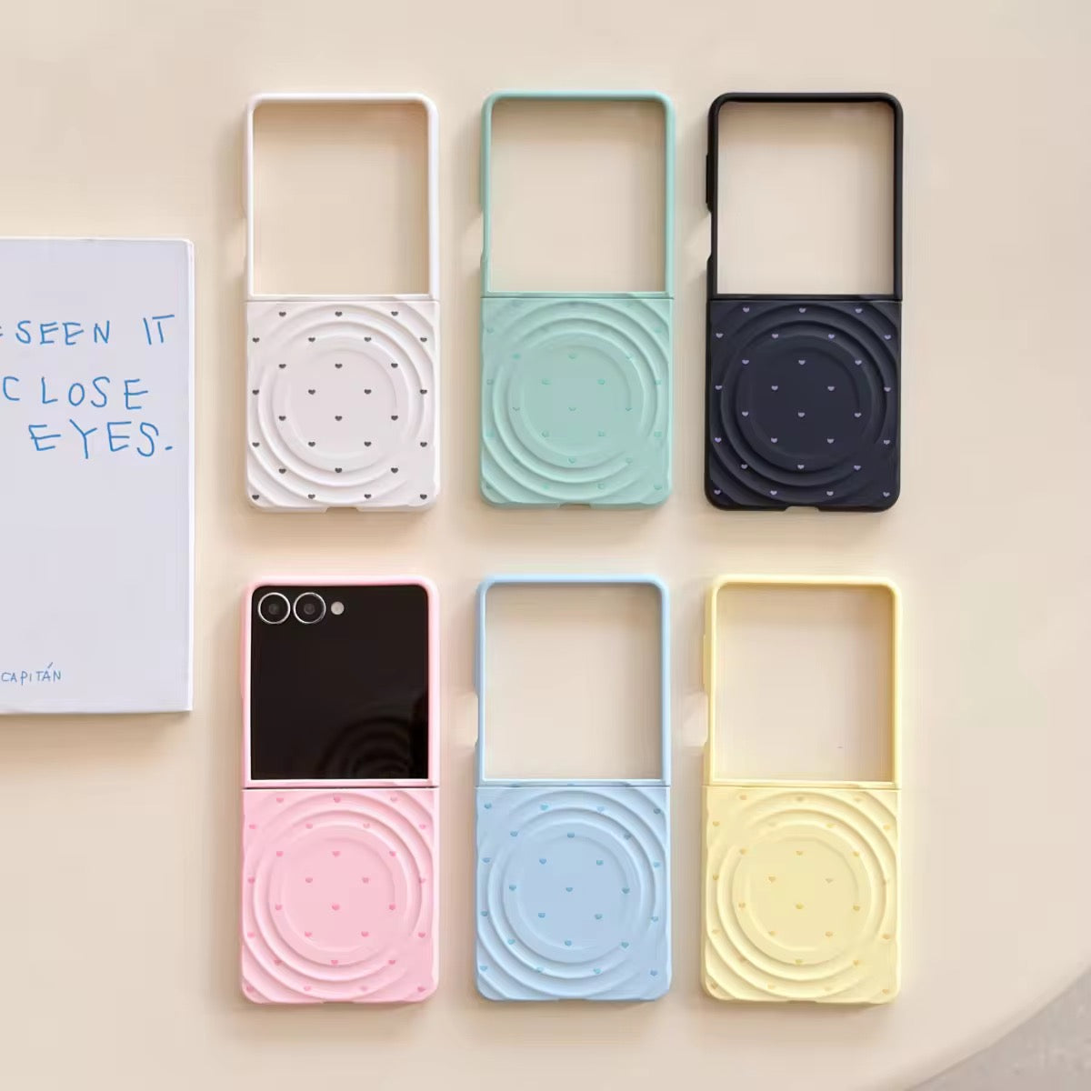 Korean Simple Heart Macaron Ripple Magentic Samsung Z Flip Pre-Order Case