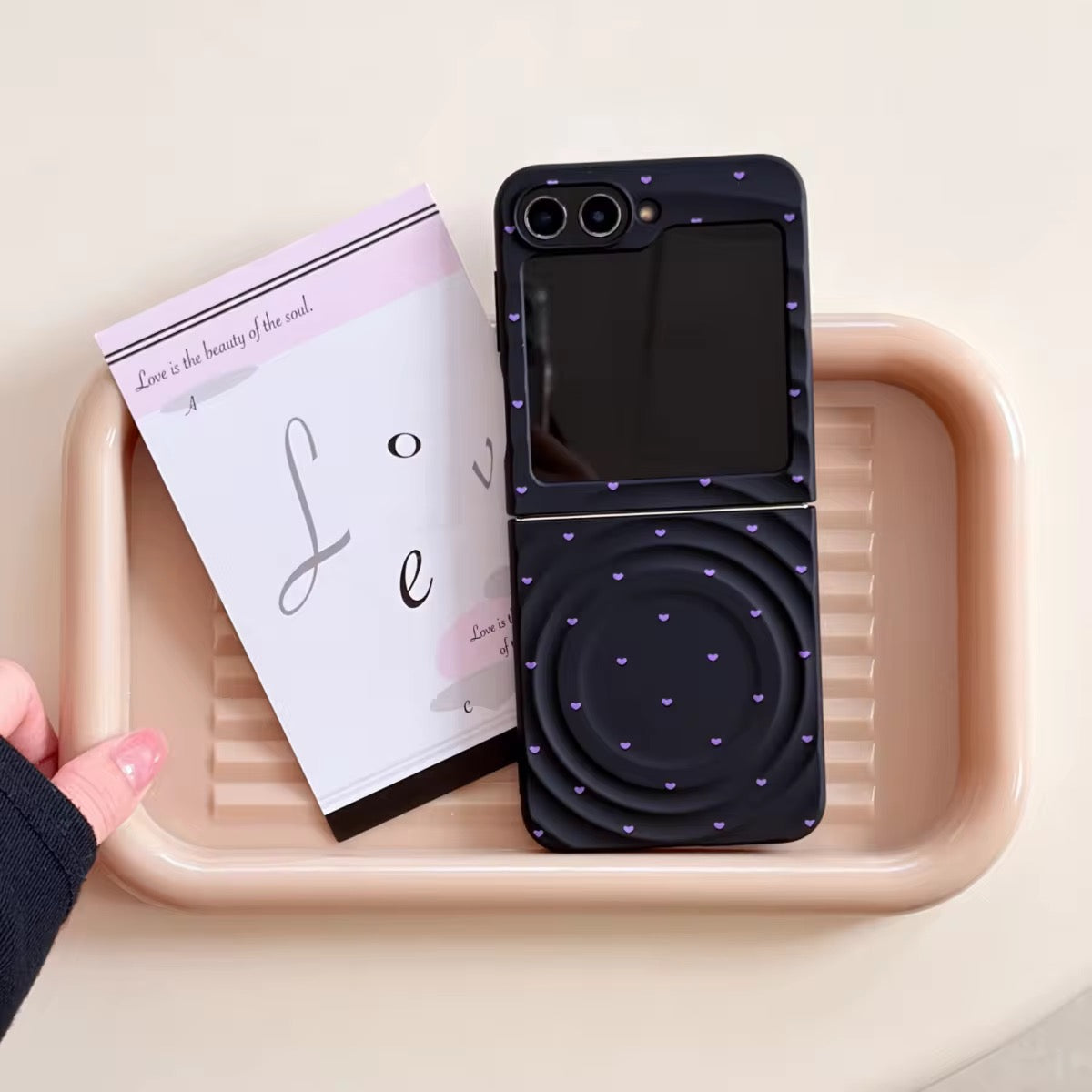 Korean Simple Heart Macaron Ripple Magentic Samsung Z Flip Pre-Order Case