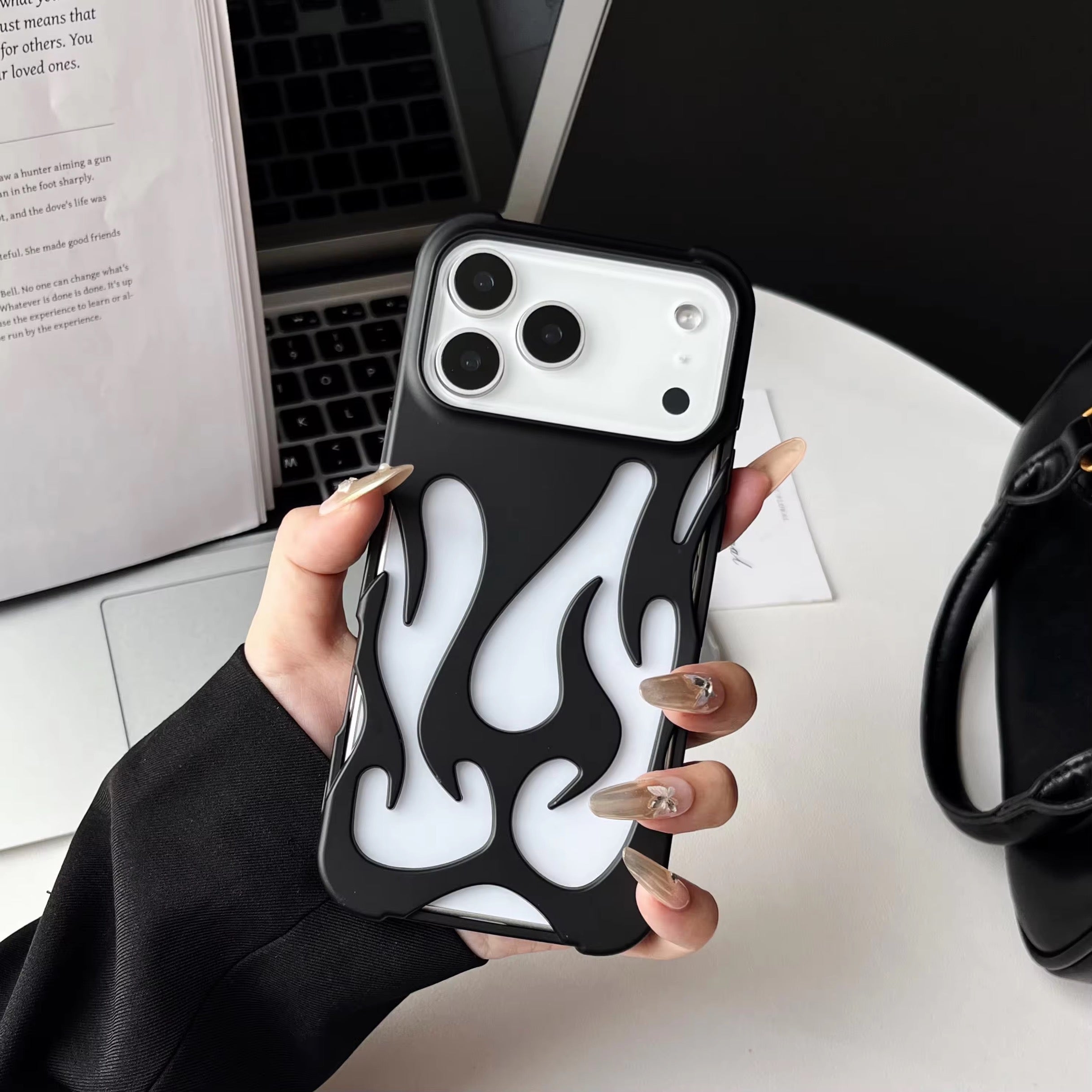 3D Luxury Flame Matte Pre-Order iPhone Skeleton Designer Bumper Case