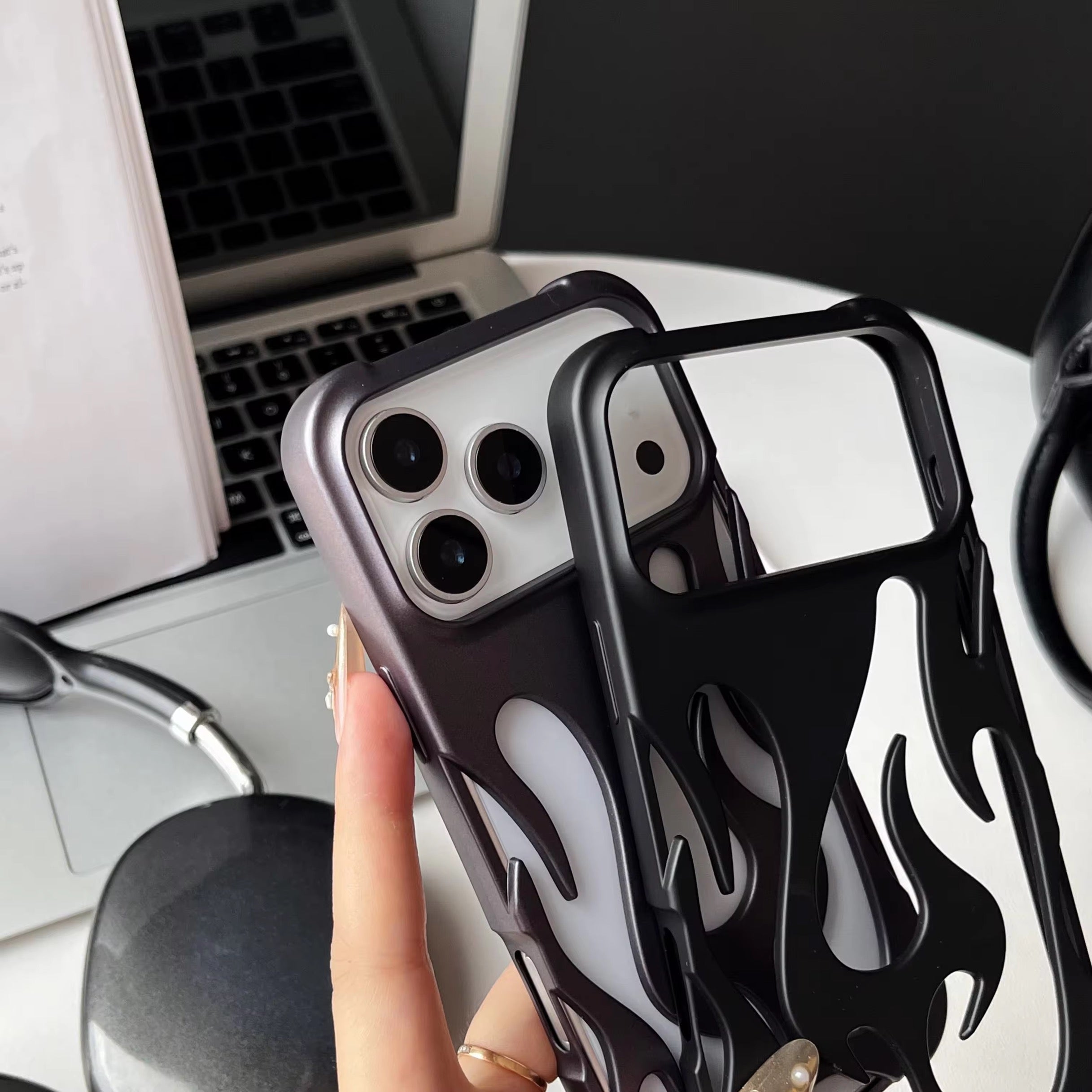3D Luxury Flame Matte Pre-Order iPhone Skeleton Designer Bumper Case