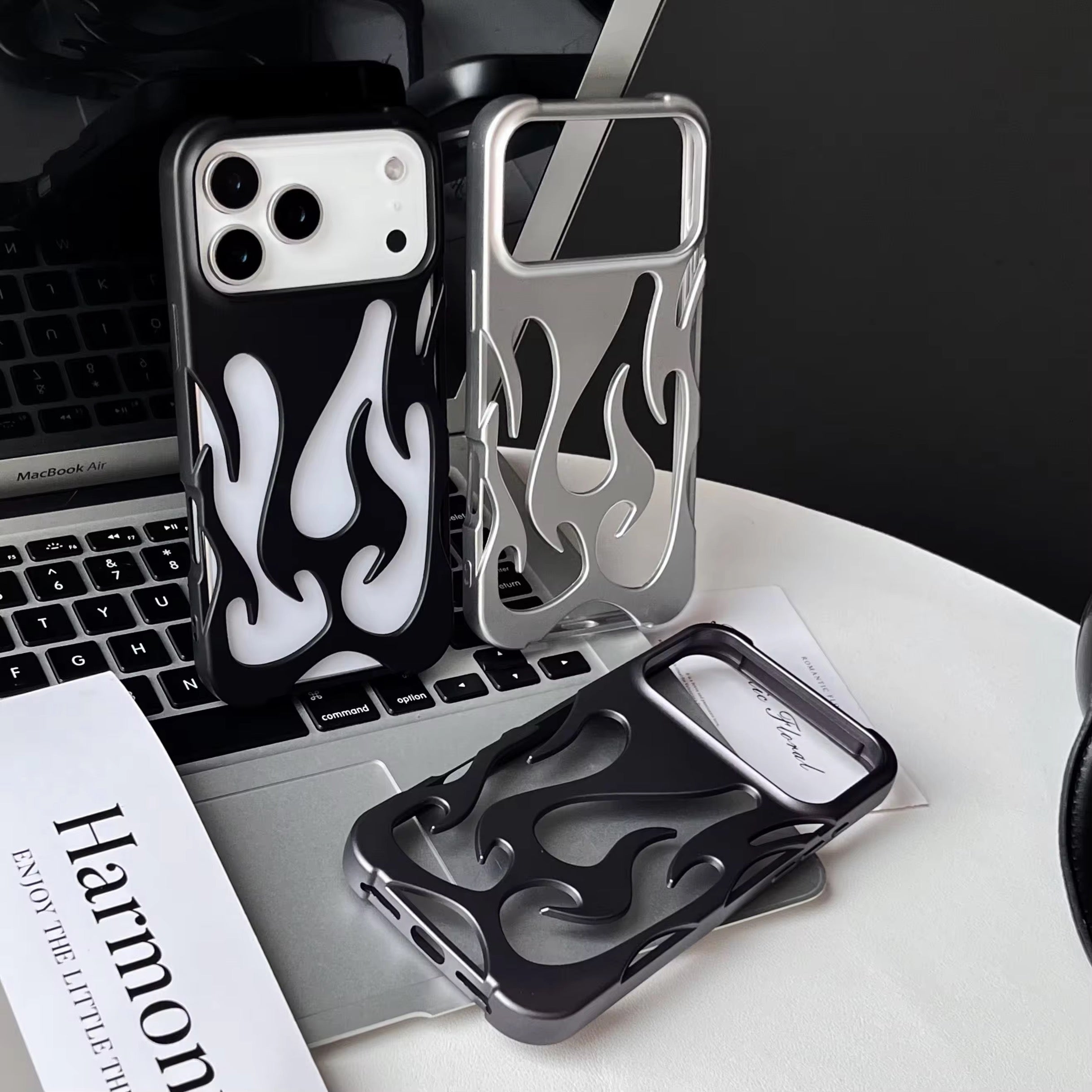 3D Luxury Flame Matte Pre-Order iPhone Skeleton Designer Bumper Case