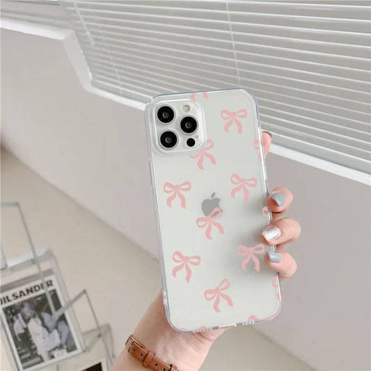 Peach Bows Transparent Custom Slim Soft Cases
