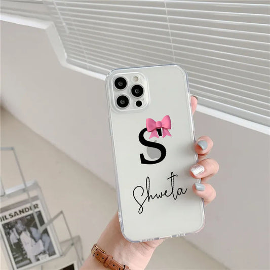 Pink Bows Name Transparent Custom Slim Soft Cases