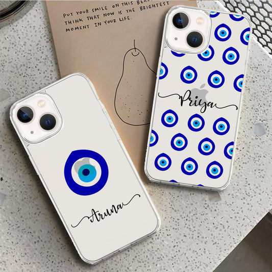 Evil Eye Name Initial Transparent Custom Slim Soft Cases