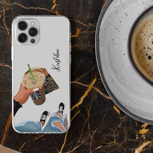 Coffee First Girl Name Initial Transparent Custom Slim Soft Cases