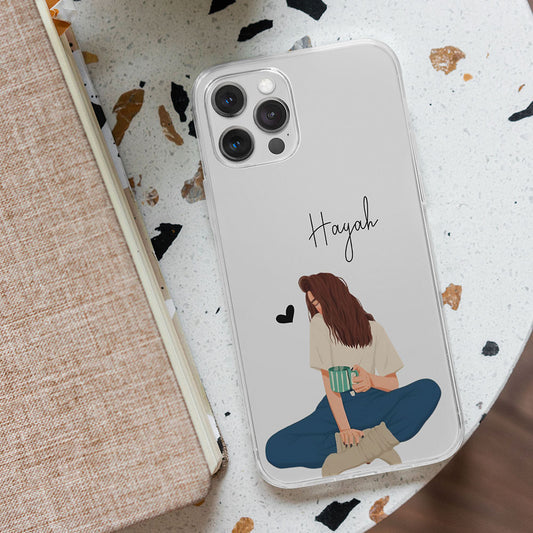 Coffee Mug Girl Name Initial Transparent Custom Slim Soft Cases