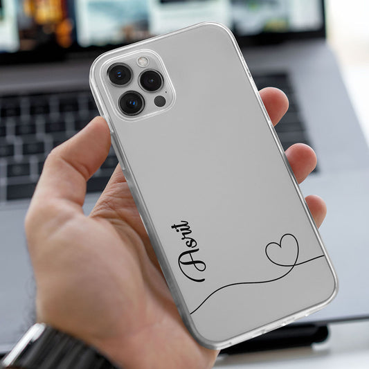 Black Name Initial Transparent Custom Slim Soft Cases
