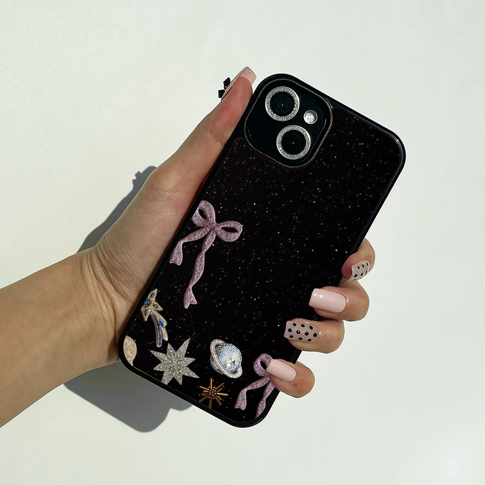 Galaxy Bow Galactic Charm Custom Glossy Metal Bumper Case
