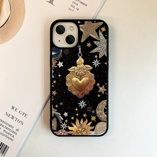 Heart Shining Galactic Charm Custom Glossy Metal Bumper Case
