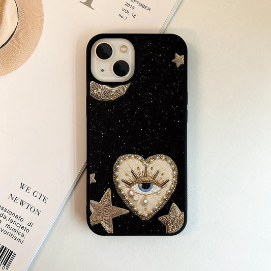 Heart Evil Eye Galactic Custom Glossy Metal Bumper Case