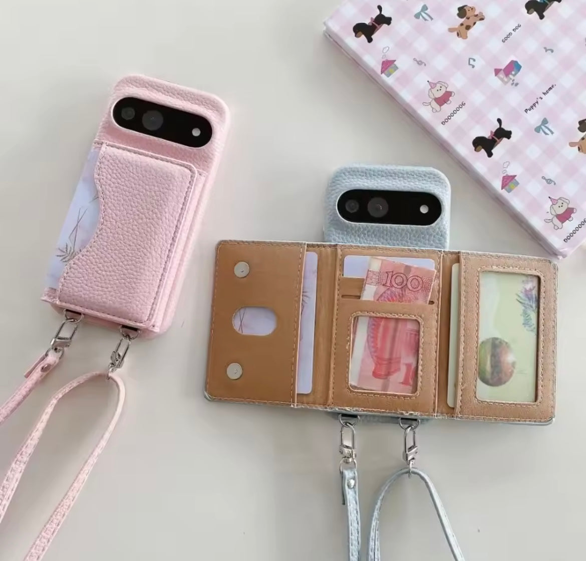 New Google Pixel Leather Pre-Order Card Money Flap Holder Bracelet Crossbody Strap Case