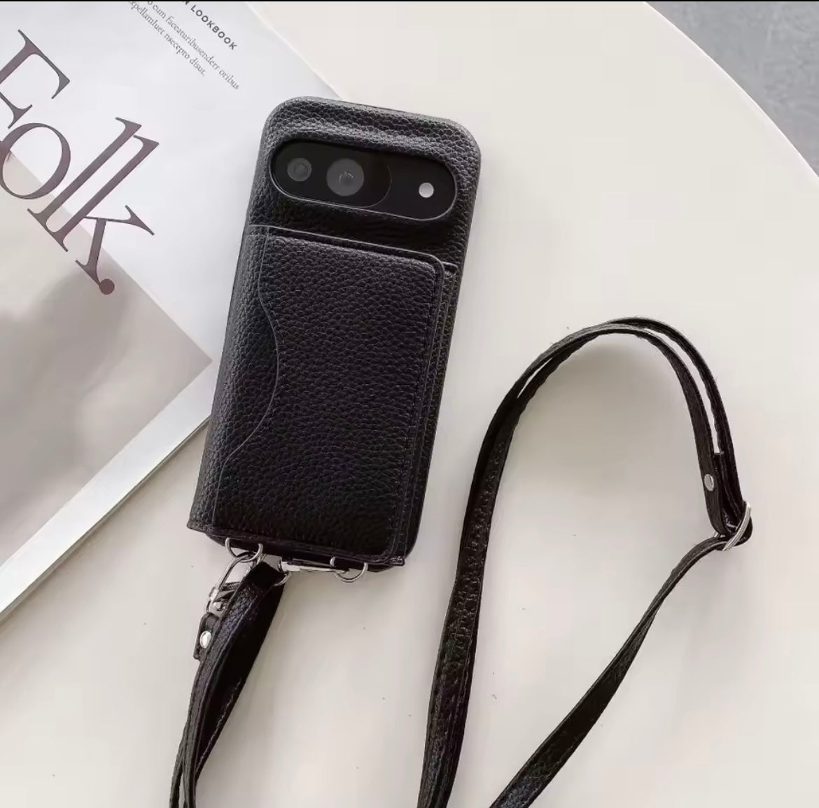 New Google Pixel Leather Pre-Order Card Money Flap Holder Bracelet Crossbody Strap Case