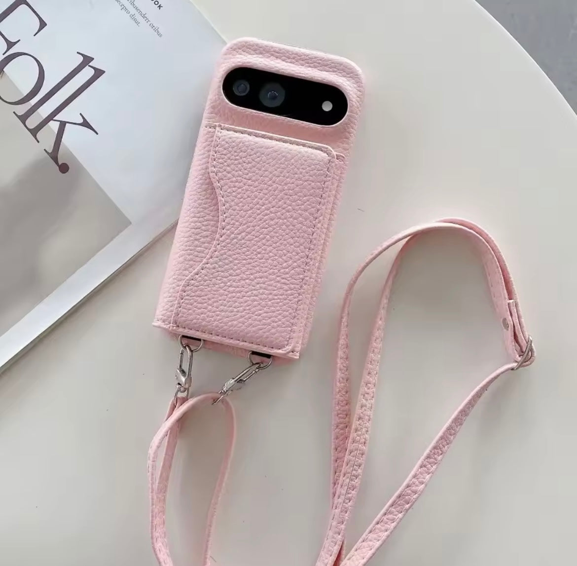 New Google Pixel Leather Pre-Order Card Money Flap Holder Bracelet Crossbody Strap Case