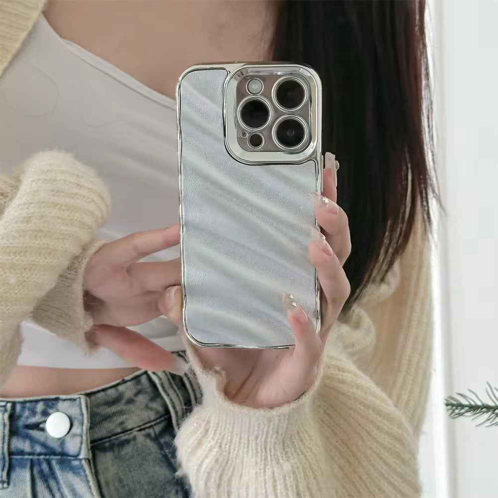 Silver 3D Textured New Wavy iPhone Soft Silicone Case