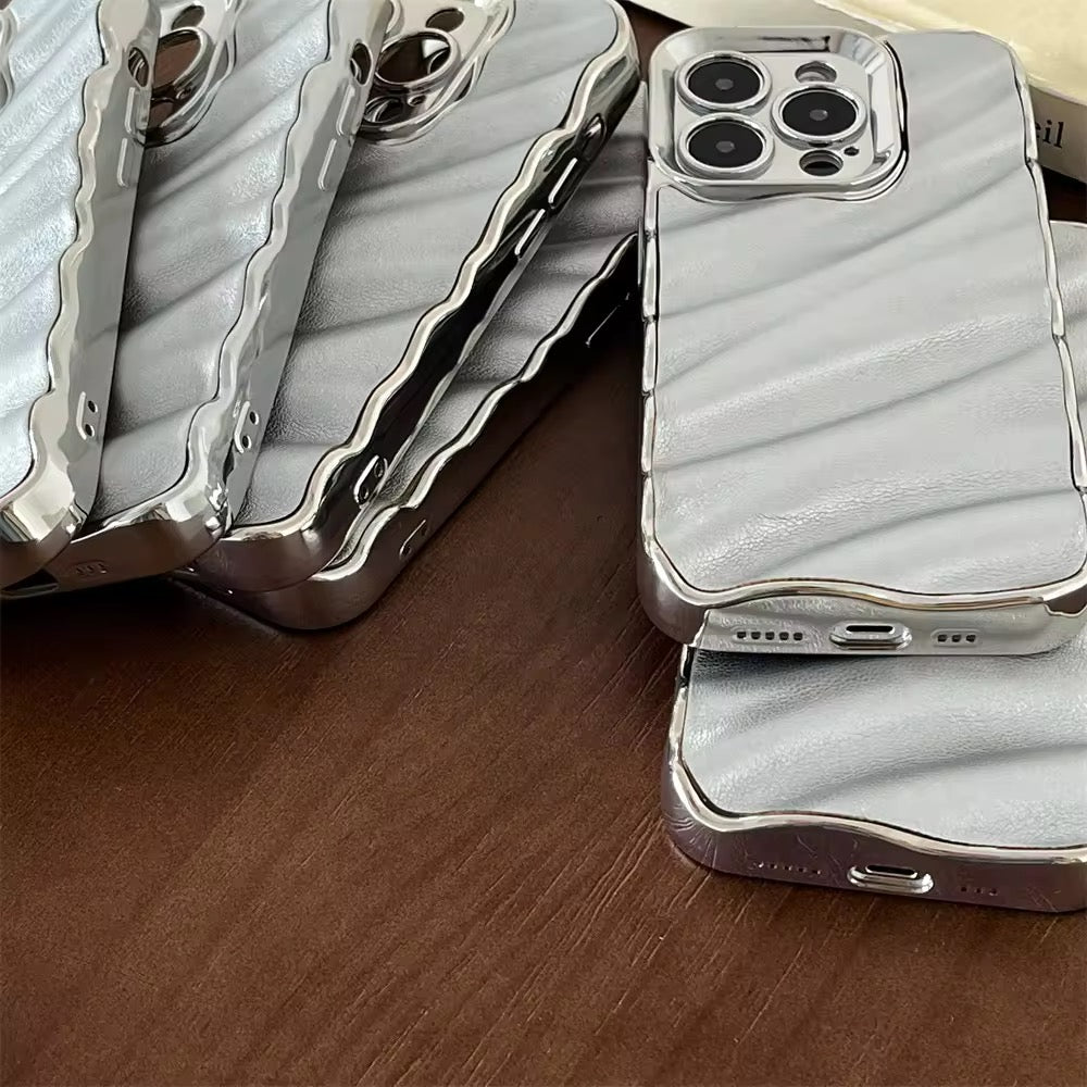 Silver 3D Textured New Wavy iPhone Soft Silicone Case