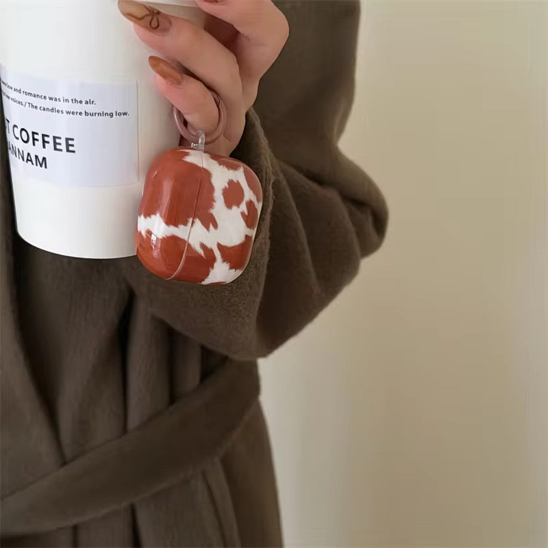 Brown Camouflage Airpod Pre-Order Case With Round Ring