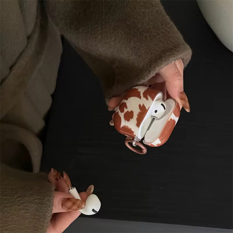 Brown Camouflage Airpod Pre-Order Case With Round Ring