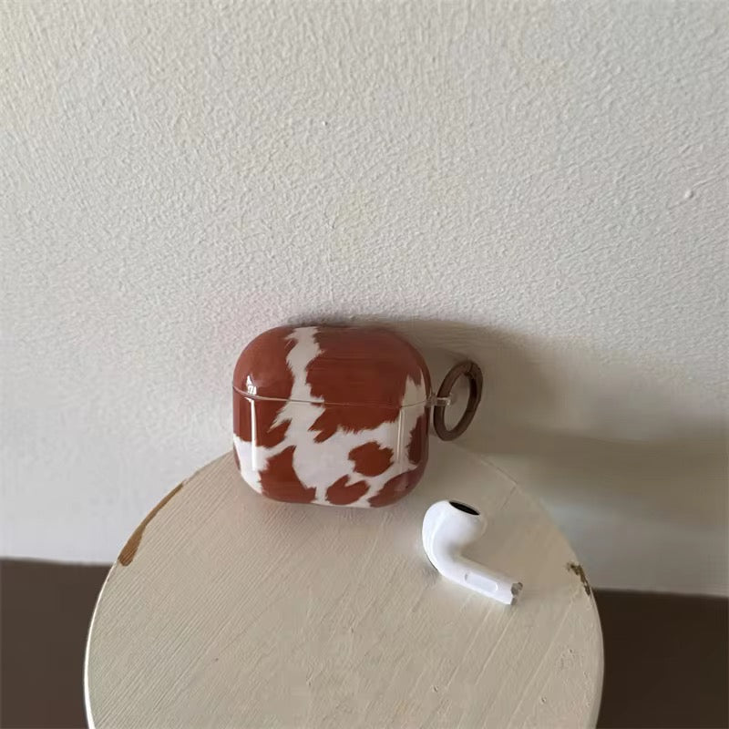 Brown Camouflage Airpod Pre-Order Case With Round Ring