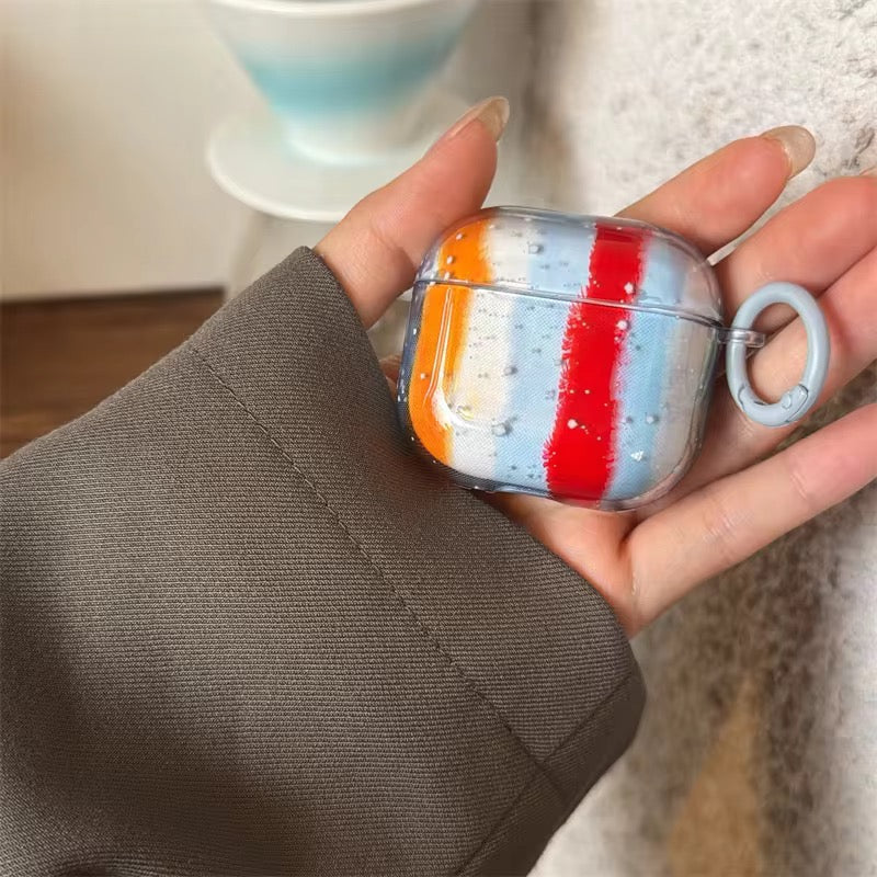Red Blue Shaded Airpod Pre-Order Case With Round Ring