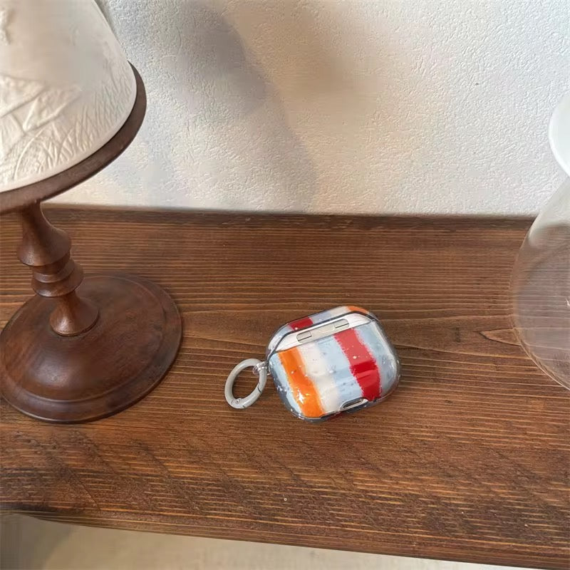 Red Blue Shaded Airpod Pre-Order Case With Round Ring