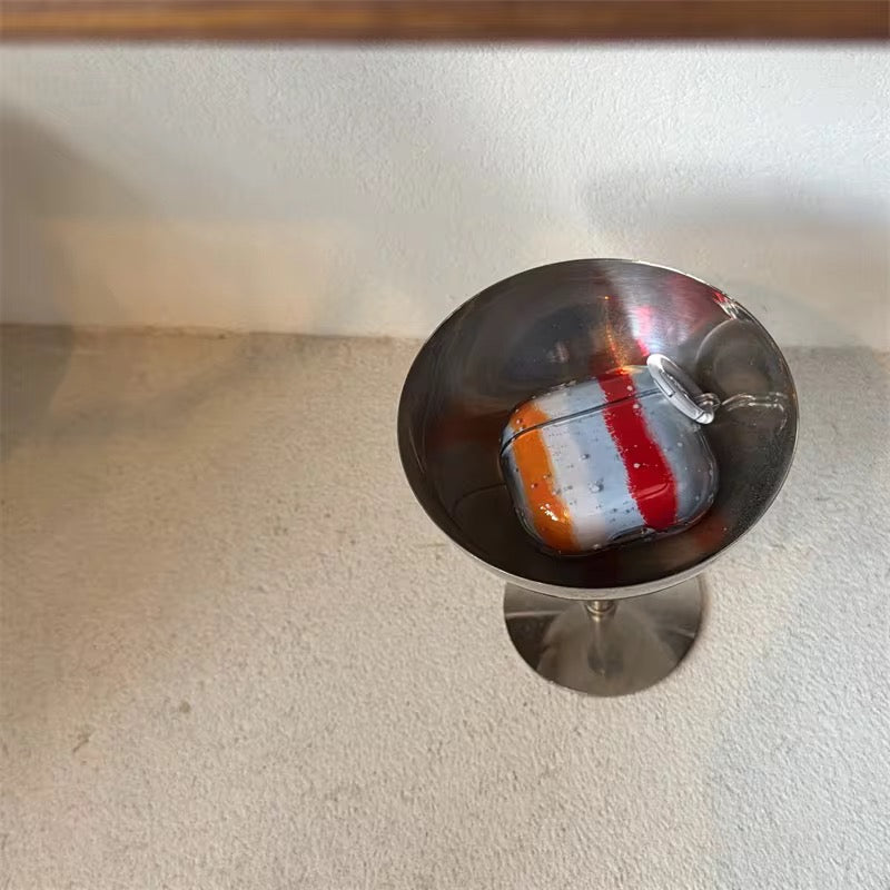 Red Blue Shaded Airpod Pre-Order Case With Round Ring