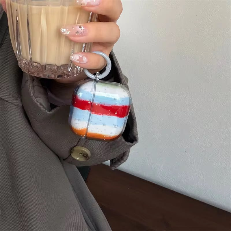 Red Blue Shaded Airpod Pre-Order Case With Round Ring