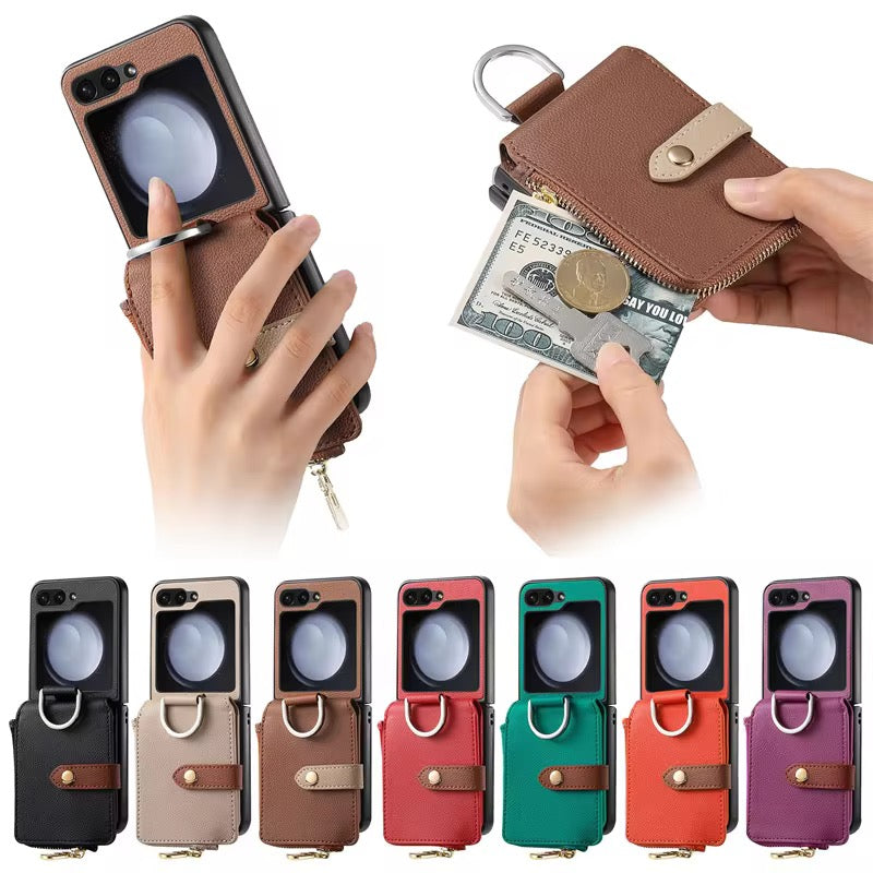 Premium Leather Wallet Pre-Order Samsung Z Flip Case With Ring Holder