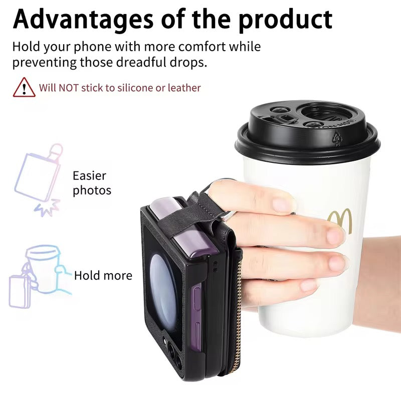 Premium Leather Wallet Pre-Order Samsung Z Flip Case With Ring Holder