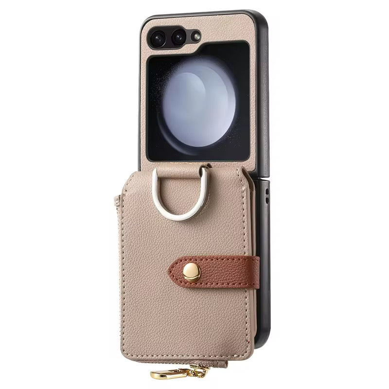 Premium Leather Wallet Pre-Order Samsung Z Flip Case With Ring Holder