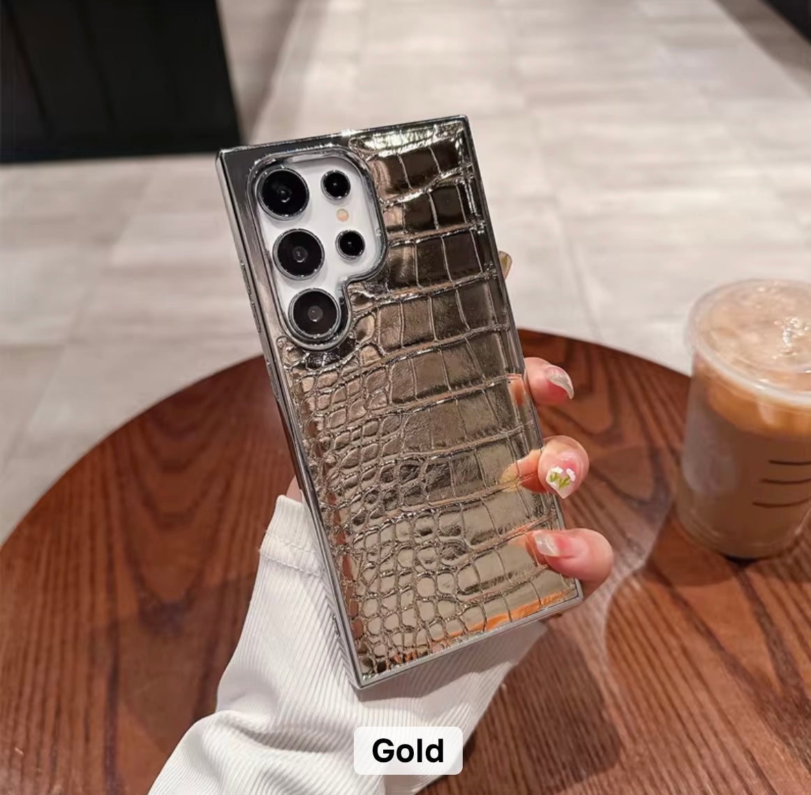 Samsung Premium Leather Electroplated Glossy Crocodile Texture Pre-Order Silicone Case