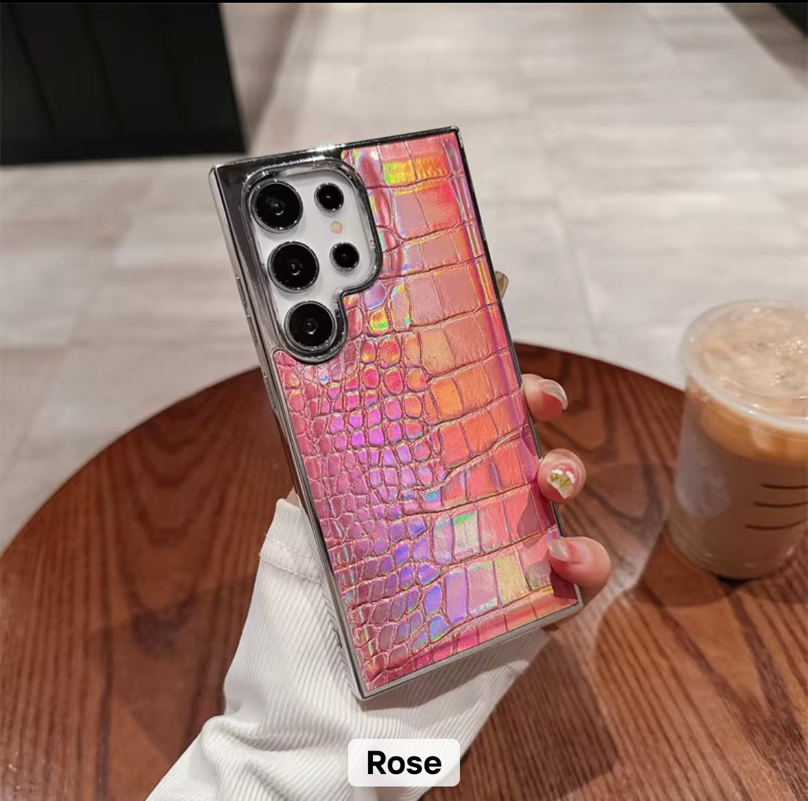 Samsung Premium Leather Electroplated Glossy Crocodile Texture Pre-Order Silicone Case