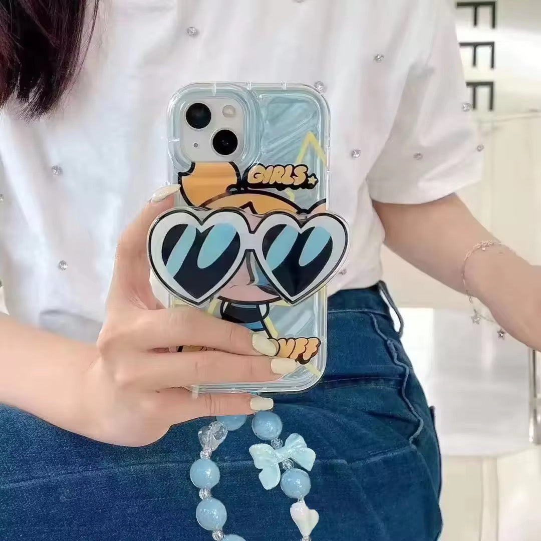 Powerpuff Girls With Sunglasses Bracket Phone Holders iPhone Soft Case