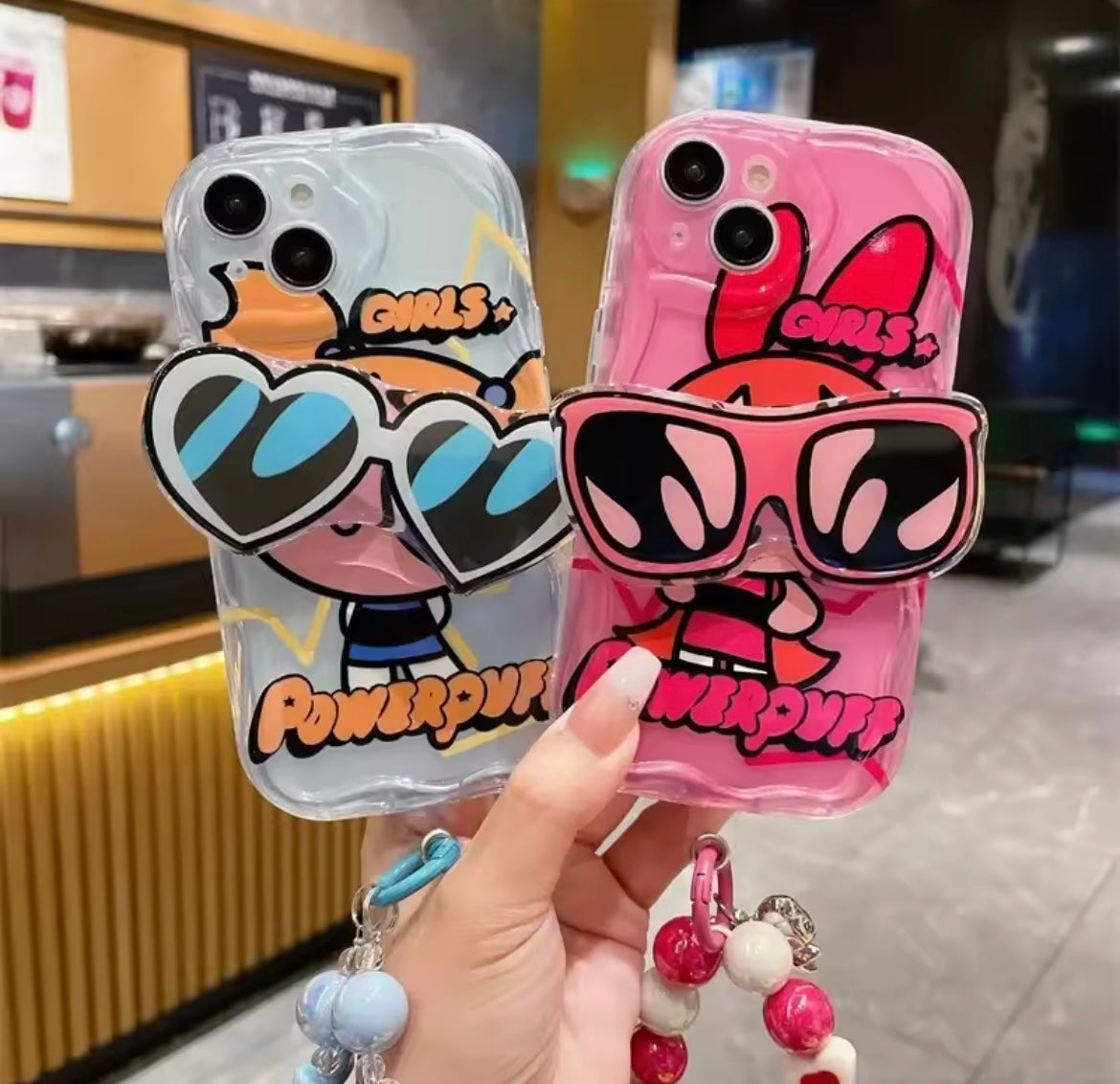 Powerpuff Girls Pre-Order With Sunglasses Bracket & Lanyard Phone Holders iPhone Soft Case