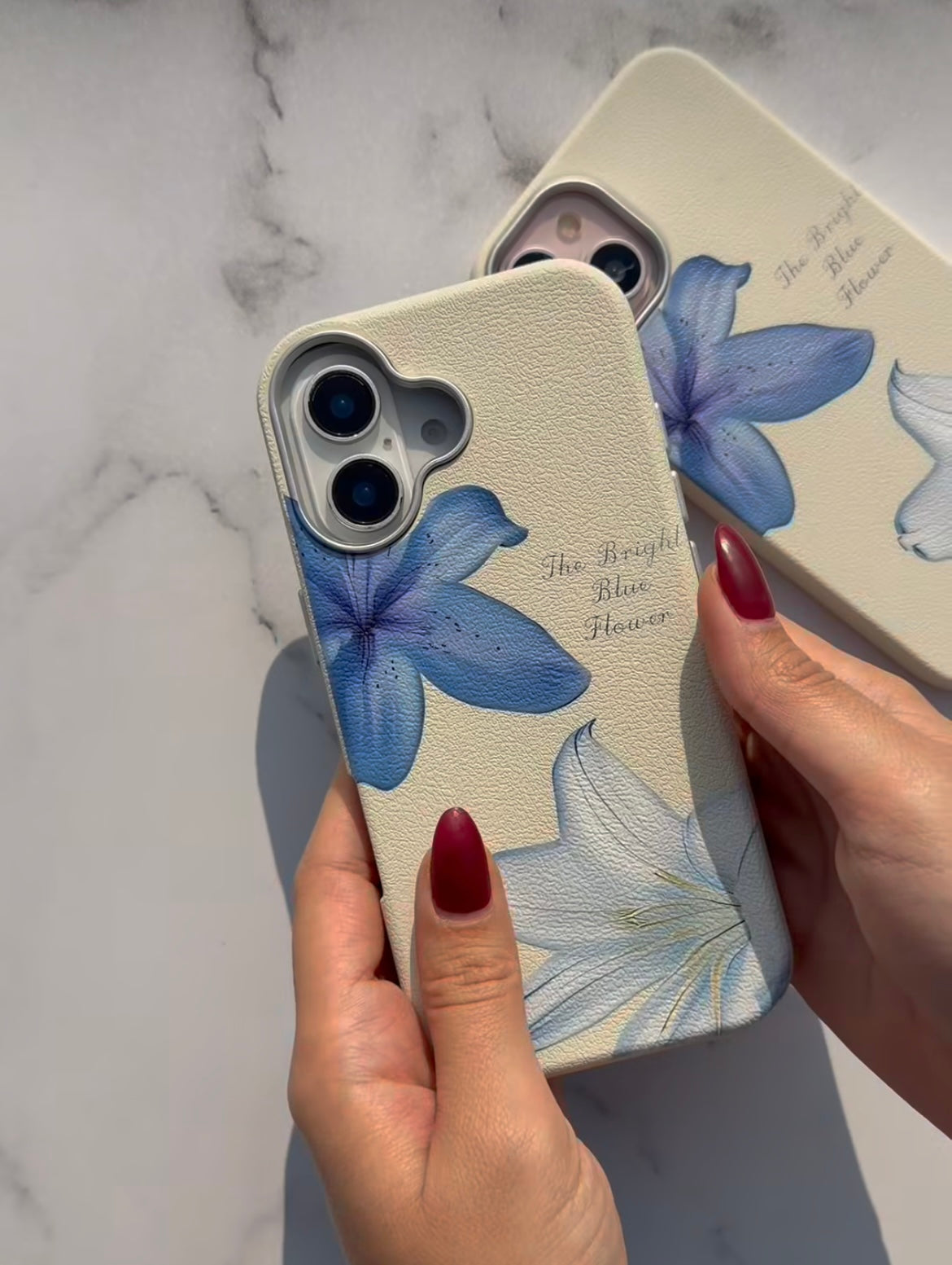 Cute Blue Flower Floral iPhone Pre-Order White Silicone Rubber Case