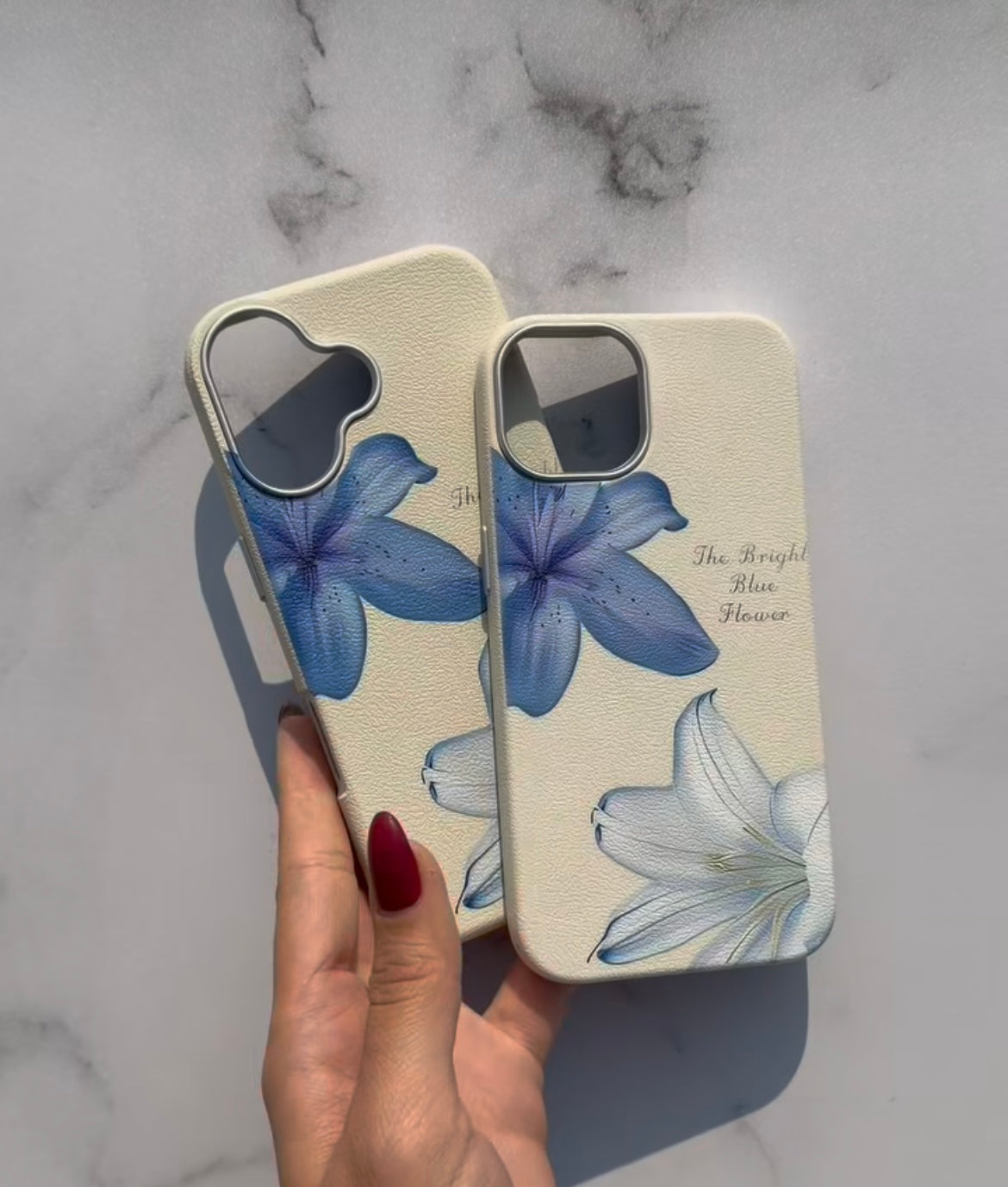 Cute Blue Flower Floral iPhone Pre-Order White Silicone Rubber Case