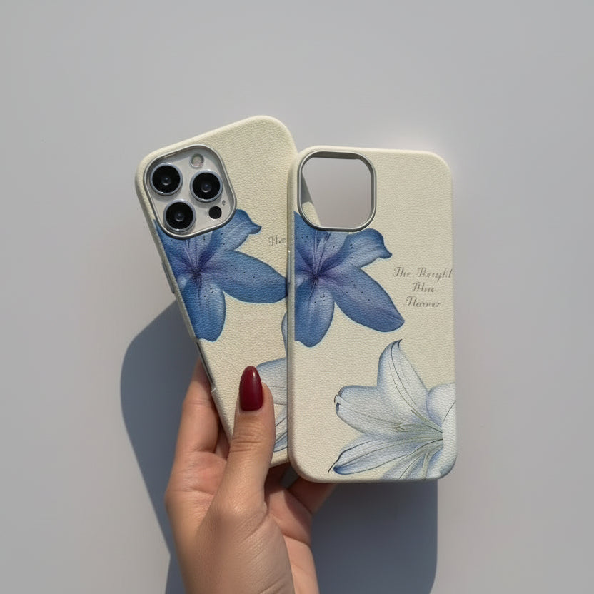 Cute Blue Flower Floral iPhone Pre-Order White Silicone Rubber Case