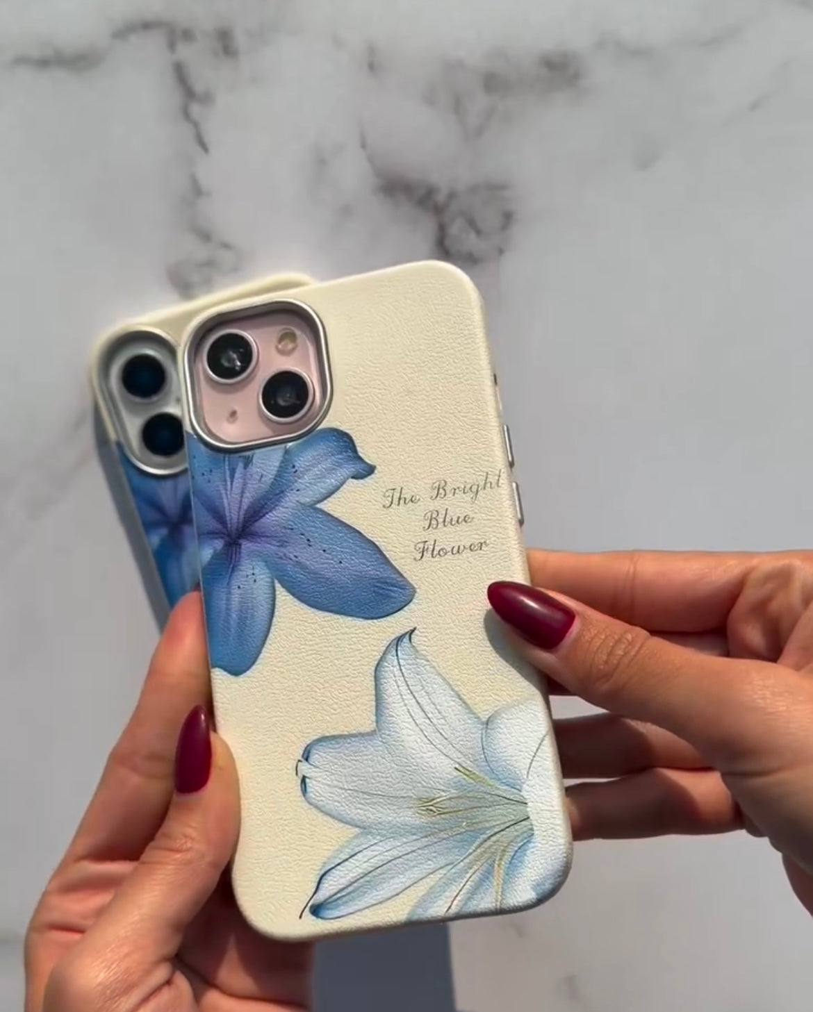 Cute Blue Flower Floral iPhone Pre-Order White Silicone Rubber Case