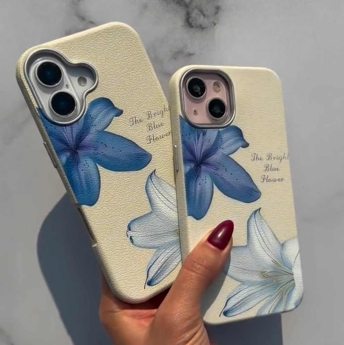 Cute Blue Flower Floral iPhone Pre-Order White Silicone Rubber Case