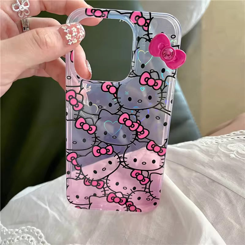 Hello Kitty 3D Pink Bow Laser Dual Shaded  iPhone Case