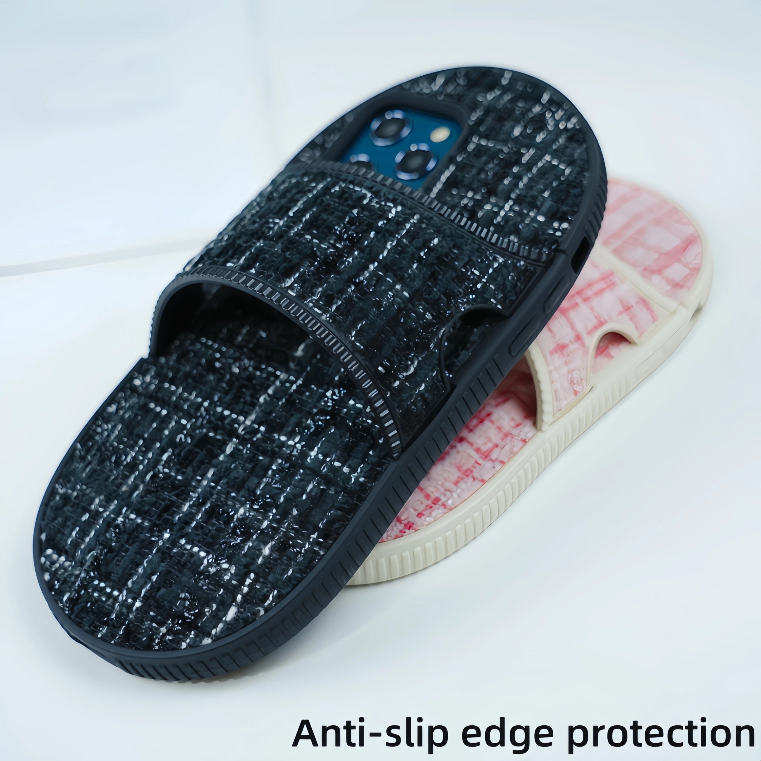 Slipper Black Woven Fabric Stylish iPhone Silicone Rubber Case