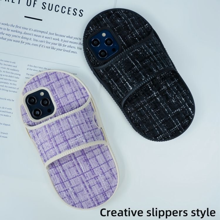 Slipper Black Woven Fabric Stylish iPhone Silicone Rubber Case