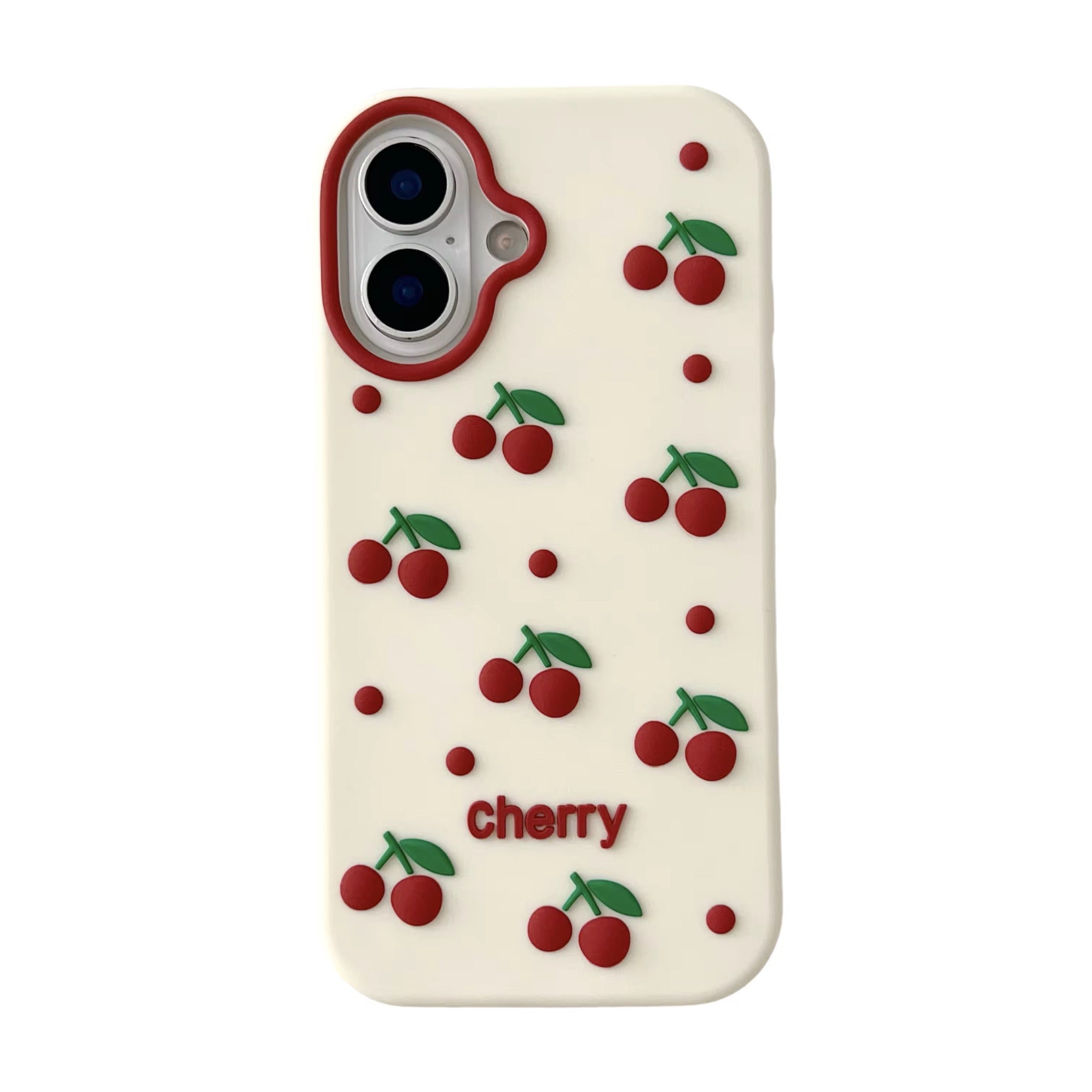 3D Cherry iPhone Pre-Order White Silicone Rubber Case