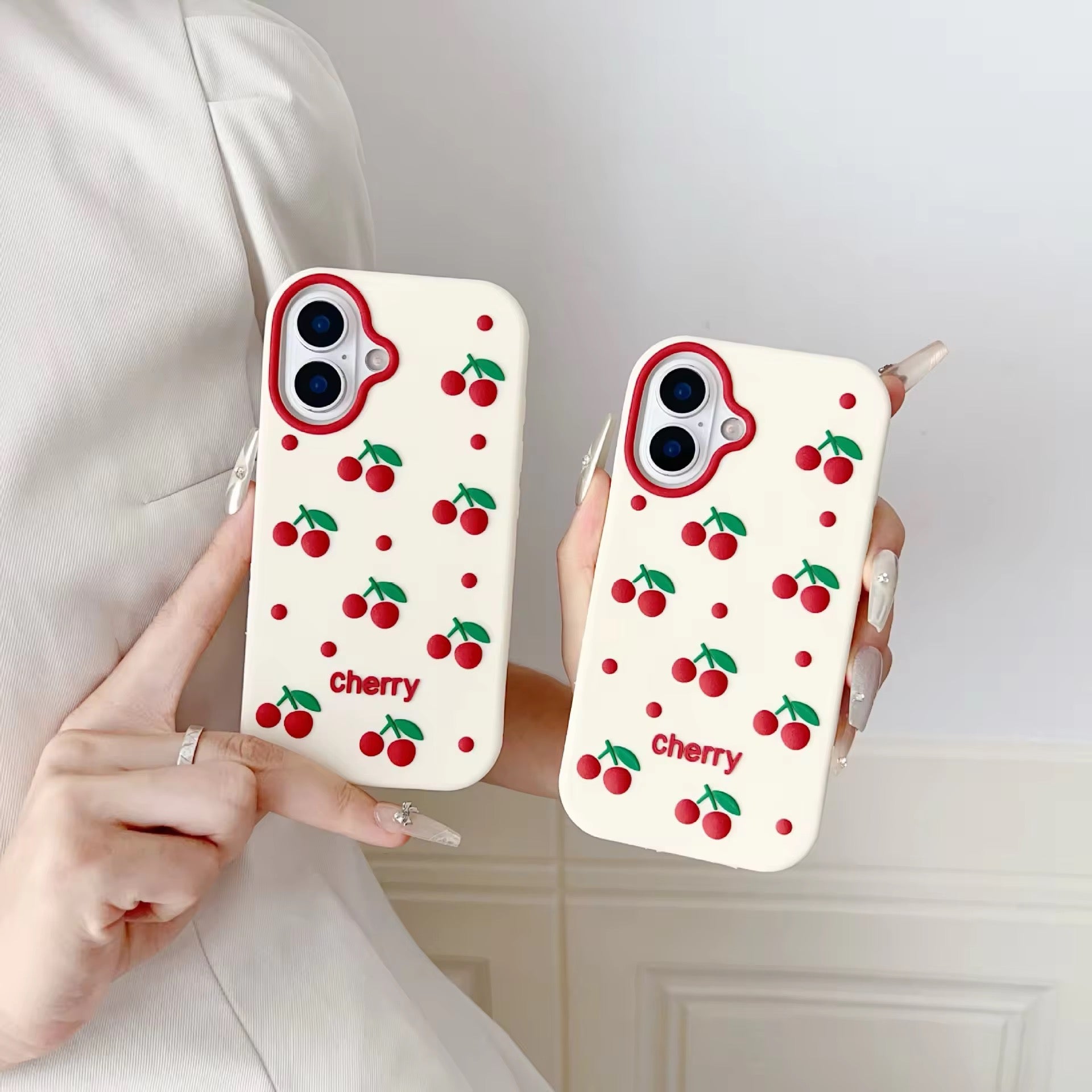 3D Cherry iPhone Pre-Order White Silicone Rubber Case