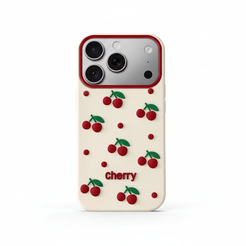 3D Cherry iPhone Pre-Order White Silicone Rubber Case