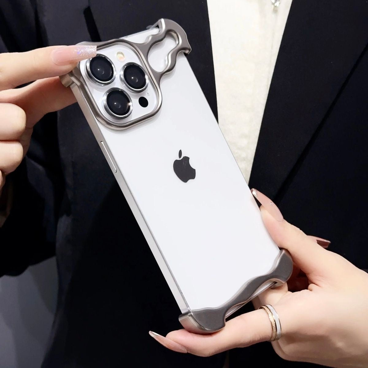 Premium Skeleton Luxury iPhone Sleek Aluminium Metal Bumper Case With Camera Lens Protection