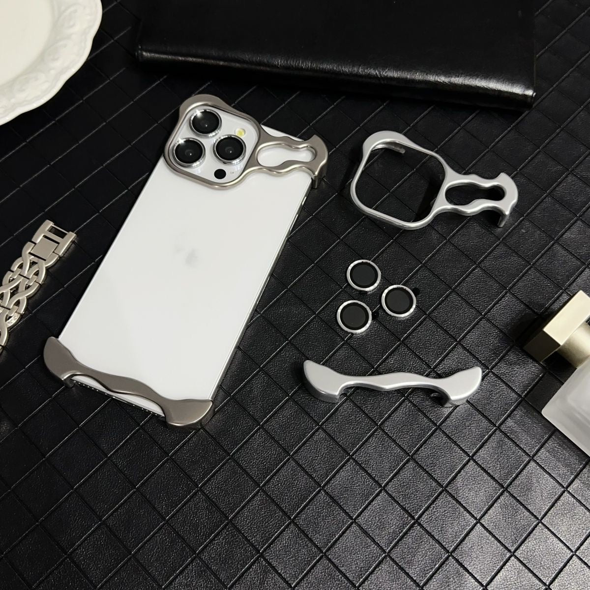 Premium Skeleton Luxury iPhone Sleek Aluminium Metal Bumper Case With Camera Lens Protection